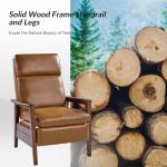 HULALA HOME Faux Leather Recliner Chair for Living Room, Mid-Century Modern Single Sofa Home Theater Chairs with Lumbar Support, PU Push Back Arm Chair with Solid Wood Legs,Camel