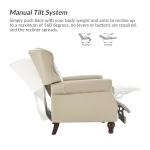 HULALA HOME Genuine Leather Recliner Chair with Solid Wood Feet, Modern Adjustable Tufted Push Back Arm Chair w/Rivet Decoration, Home Theater Seating Single Reclining Sofa for Living Room, Beige