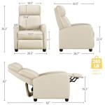 Yaheetech Recliner Chair PU Leather Recliner Sofa Home Theater Seating Adjustable Modern Single Reclining Chair Sofa with Pocket Spring Living Room Bedroom Beige