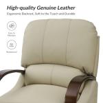 HULALA HOME Genuine Leather Manual Recliners Set of 2 with Wood Feet & Armrest, Mid-Century Modern Push Back Reclining Chairs for Living Room Bedroom, Beige