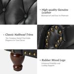 HULALA HOME Genuine Leather Recliner Chair with Solid Wood Feet, Modern Adjustable Tufted Push Back Arm Chair w/Rivet Decoration, Home Theater Seating Single Reclining Sofa for Living Room, Navy