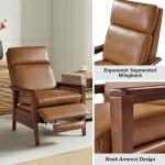 HULALA HOME Faux Leather Recliner Chair for Living Room, Mid-Century Modern Single Sofa Home Theater Chairs with Lumbar Support, PU Push Back Arm Chair with Solid Wood Legs,Camel
