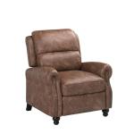 CANMOV Pushback Recliner Chair Faux Leather Armchair Push Back Recliner with Rivet Decoration Single Sofa Accent Chair for Living Room, Chocolate