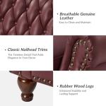 HULALA HOME Genuine Leather Recliner Chair with Solid Wood Feet, Modern Adjustable Tufted Push Back Arm Chair w/Rivet Decoration, Home Theater Seating Single Reclining Sofa for Living Room, Burgundy