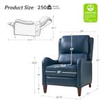 HULALA HOME Genuine Leather Recliner Chair, Modern Push Back Recliner Armchair with Thick Seat, Backrest & Footrest, Nailhead Decor for Living Room, Bedroom, Turquoise