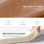 HULALA HOME Faux Leather Recliner Chair for Living Room, Mid-Century Modern Single Sofa Home Theater Chairs with Lumbar Support, PU Push Back Arm Chair with Solid Wood Legs,Camel