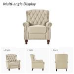 HULALA HOME Genuine Leather Recliner Chair with Solid Wood Feet, Modern Adjustable Tufted Push Back Arm Chair w/Rivet Decoration, Home Theater Seating Single Reclining Sofa for Living Room, Beige