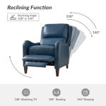 HULALA HOME Genuine Leather Recliner Chair, Modern Push Back Recliner Armchair with Thick Seat, Backrest & Footrest, Nailhead Decor for Living Room, Bedroom, Turquoise