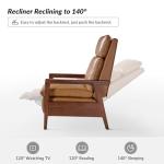 HULALA HOME Faux Leather Recliner Chair for Living Room, Mid-Century Modern Single Sofa Home Theater Chairs with Lumbar Support, PU Push Back Arm Chair with Solid Wood Legs,Camel