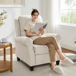 Oversized Recliner Chair for Living Room, Modern Reclining Sofa Home Theater Seating with Upholstered Push Back, Mid-Century Reclining Armchair with Lumbar Support, Bedroom, Reading Nook, Office