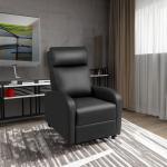 Rankok Recliner Chair Modern PU Leather Reclining Chair Ergonomic Adjustable Recliner for Living Room Home Theater Seating Single Sofa (Black)