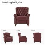 HULALA HOME Genuine Leather Recliner Chair with Solid Wood Feet, Modern Adjustable Tufted Push Back Arm Chair w/Rivet Decoration, Home Theater Seating Single Reclining Sofa for Living Room, Burgundy