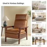 HULALA HOME Faux Leather Recliner Chair for Living Room, Mid-Century Modern Single Sofa Home Theater Chairs with Lumbar Support, PU Push Back Arm Chair with Solid Wood Legs,Camel