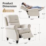 Oversized Recliner Chair for Living Room, Modern Reclining Sofa Home Theater Seating with Upholstered Push Back, Mid-Century Reclining Armchair with Lumbar Support, Bedroom, Reading Nook, Office