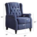 CANMOV Push Back Recliner Chair,Accent Chair, Mid Century Wingback Recliner, Fabric Push Back Recliner Chair Single Armchair Sofa with Rivet Decoration, Button-Tufted Back for Living Room,Dark Blue