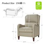 HULALA HOME Genuine Leather Recliner Chair, Modern Push Back Recliner Armchair with Thick Seat, Backrest & Footrest, Nailhead Decor for Living Room, Bedroom, Set of 2, Beige