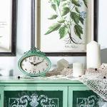 Vintage French Turquoise Rococo Style Table Clock