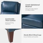 HULALA HOME Genuine Leather Recliner Chair, Modern Push Back Recliner Armchair with Thick Seat, Backrest & Footrest, Nailhead Decor for Living Room, Bedroom, Turquoise