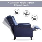 CANMOV Push Back Recliner Chair,Accent Chair, Mid Century Wingback Recliner, Fabric Push Back Recliner Chair Single Armchair Sofa with Rivet Decoration, Button-Tufted Back for Living Room,Dark Blue