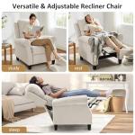 Oversized Recliner Chair for Living Room, Modern Reclining Sofa Home Theater Seating with Upholstered Push Back, Mid-Century Reclining Armchair with Lumbar Support, Bedroom, Reading Nook, Office