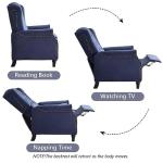 CANMOV Push Back Recliner Chair,Accent Chair, Mid Century Wingback Recliner, Fabric Push Back Recliner Chair Single Armchair Sofa with Rivet Decoration, Button-Tufted Back for Living Room,Dark Blue