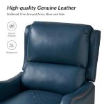 HULALA HOME Genuine Leather Recliner Chair, Modern Push Back Recliner Armchair with Thick Seat, Backrest & Footrest, Nailhead Decor for Living Room, Bedroom, Turquoise