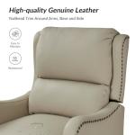 HULALA HOME Genuine Leather Recliner Chair, Modern Push Back Recliner Armchair with Thick Seat, Backrest & Footrest, Nailhead Decor for Living Room, Bedroom, Set of 2, Beige