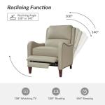 HULALA HOME Genuine Leather Recliner Chair, Modern Push Back Recliner Armchair with Thick Seat, Backrest & Footrest, Nailhead Decor for Living Room, Bedroom, Set of 2, Beige