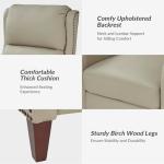 HULALA HOME Genuine Leather Recliner Chair, Modern Push Back Recliner Armchair with Thick Seat, Backrest & Footrest, Nailhead Decor for Living Room, Bedroom, Set of 2, Beige