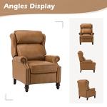 HULALA HOME Genuine Leather Recliner Chair, Traditional Manual Pushback Comfy Seating for Living Room, Thick Cushion & Solid Wood Legs, Wingback Recliner with Nailhead Trim, Camel