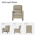 HULALA HOME Genuine Leather Recliner Chair, Modern Push Back Recliner Armchair with Thick Seat, Backrest & Footrest, Nailhead Decor for Living Room, Bedroom, Set of 2, Beige