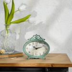 Vintage French Turquoise Rococo Style Table Clock