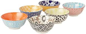 Set of 6 Multicolored Chelsea Porcelain Bowls