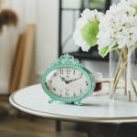 Vintage French Turquoise Rococo Style Table Clock