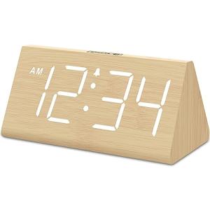 DreamSky Wooden Digital Alarm Clock with USB Port