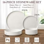 Herogo 16-Piece Dinnerware Set with Pasta Bowls