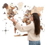 3D Wood World Map Wall Art for Home