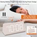 DreamSky Wooden Digital Alarm Clock with USB Port