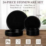 Herogo Matte Black Dinnerware Set for 6