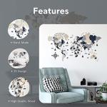 3D Wooden World Map Wall Art Decor