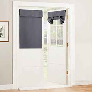 RYB HOME Gray Blackout Curtain for French Doors