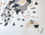 3D Wooden World Map Wall Art Decor