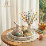 Rustic Round Whitewashed Wood Decorative Tray