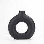 Black Donut Ceramic Vase for Modern Home Decor