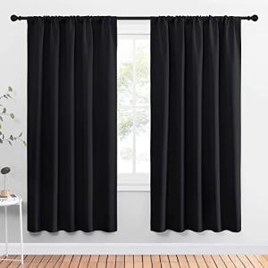 NICETOWN Solid Black Blackout Curtain Panels (2 Pack)