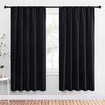 NICETOWN Solid Black Blackout Curtain Panels (2 Pack)