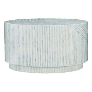 Modern Round Coffee Table with Geometric Mosaic Inlay