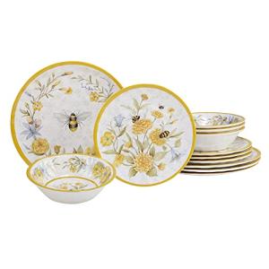 Bee Sweet 12-Piece Melamine Dinnerware Set for 4