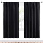 NICETOWN Solid Black Blackout Curtain Panels (2 Pack)