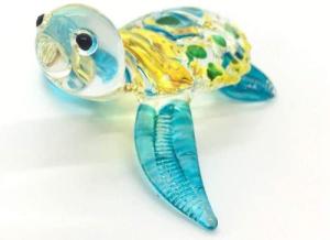 Hand Blown Sea Turtle Art Glass Figurine